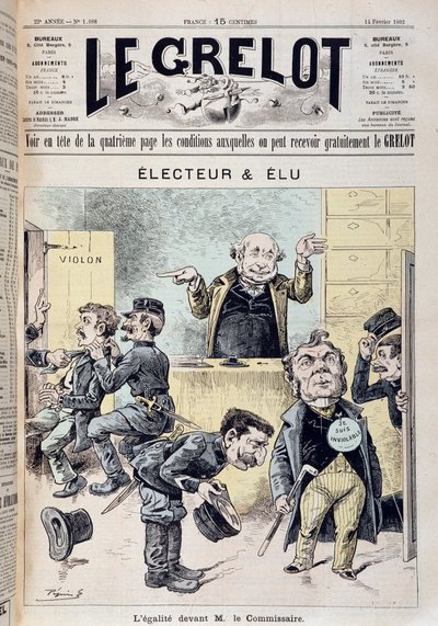 关于议会豁免权的卡通片 - 在 1892 年 2 月 14 日的“Le Grelot”中 作者 爱德华·纪尧明·佩平