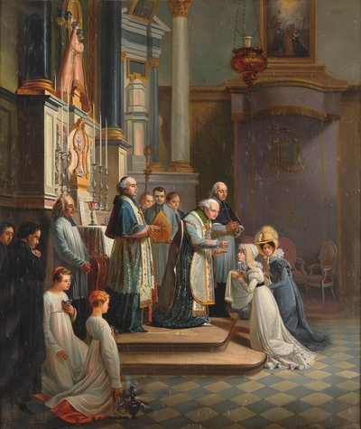 1819年4月，贝里公爵夫人访问利塞圣母院教堂。 作者 Edouard Henri Théophile Pingret