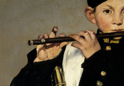 长笛演奏者。详情。爱德华·马奈（Edouard Manet）绘画 作者 爱德华·马奈