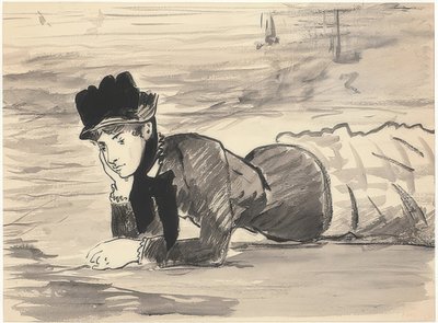 在海滩上的安娜贝尔李。约于1881年 作者 爱德华·马奈