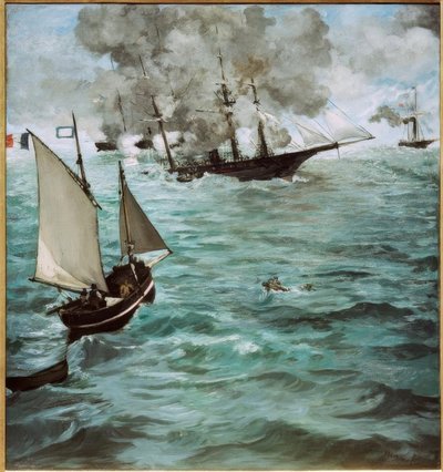 USS Kearsarge与CSS阿拉巴马州之间的战斗 作者 爱德华·马奈