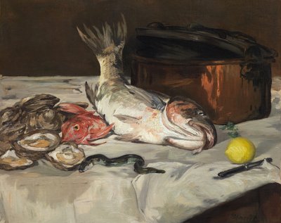 鱼类静物，1864年。 作者 爱德华·马奈