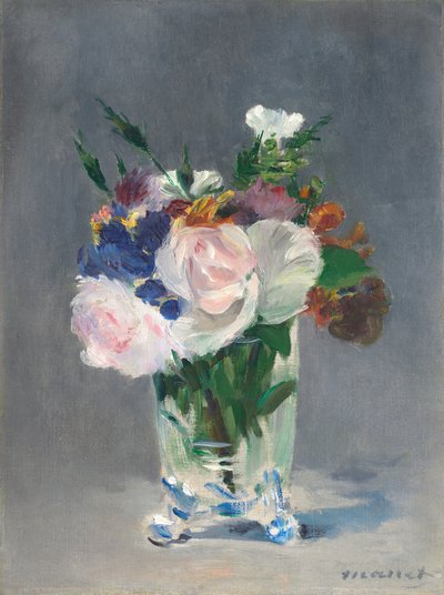 水晶花瓶里的花，约1882年。 作者 爱德华·马奈