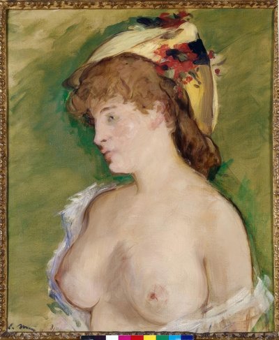 裸露的乳房的金发女郎 作者 Édouard Manet