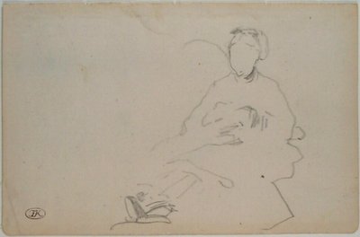 马奈 - 坐着的女人的素描（素描本中的叶片），约 1864-1868 年 作者 爱德华·马奈