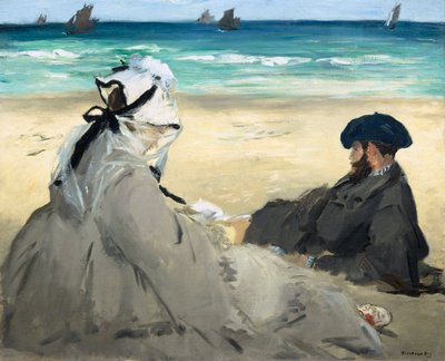 在海滩上，1873年 作者 爱德华·马奈