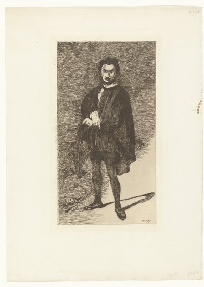 演员 Philibert Rouvière 扮演哈姆雷特时的肖像
鲁维耶尔饰演哈姆雷特
悲剧演员 作者 爱德华·马奈