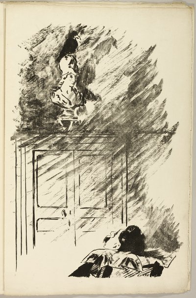 乌鸦在帕拉斯半身像上》（"栖息在帕拉斯半身像上......"），选自《乌鸦》（Le Corbeau） 作者 爱德华·马奈
