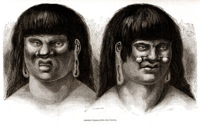 秘鲁奥雷霍内斯印第安人夫妇（Ccotos 部落） 作者 爱德华·里奥（Edouard Riou）