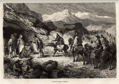 P.Marcoy finds a friend, who became a colonel of genie and post in a cave set near the lake of Cailloma, together they receive the visit of the city