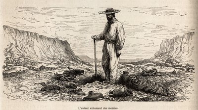 Paul Marcoy exhumant des mummies Incas (Bas Peru), engraving by E.Riou illustrating the journey in the mountains, the valley of Huarancalqui and the regions of Pjonal, from 1862 to 1863, by Paul Marcoy, published in “Le tour du monde”” 1875, edited by Edou 作者 爱德华·里奥（Edouard Riou）