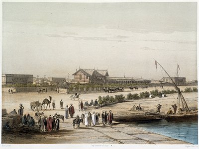 G. Nicole 在“”苏伊士运河落成典礼中运河的场景和视图。 1869年 作者 爱德华·里奥（Edouard Riou）