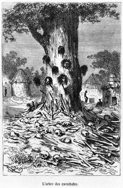 食人之树，来自&39;气球中的五周&39;的插图由儒勒·凡尔纳（1828-1905）巴黎，黑泽尔 作者 爱德华·里奥（Edouard Riou）