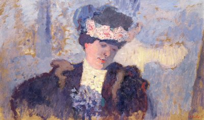 Hessel夫人戴着一顶用鲜花装饰的帽子，c.1905 作者 Edouard Vuillard