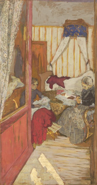 缝纫的妇女，约1912年。 作者 爱德华·维拉德