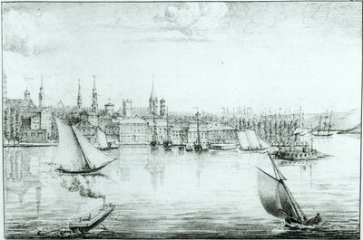 来自西方的纽约，来自1821年de Montule的“收集地图和意大利西西里岛和埃及美国之旅” 作者 爱德华·蒙特勒