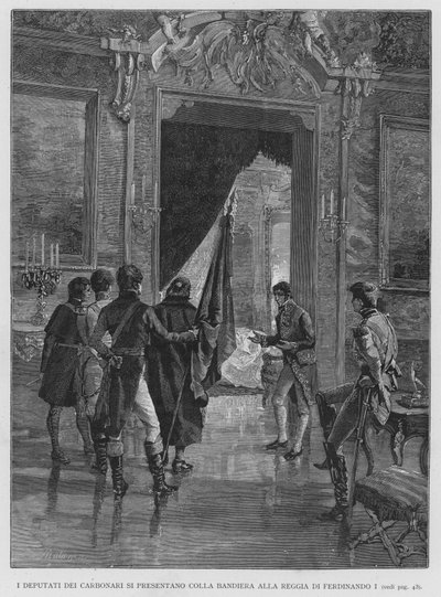 I Deputati Dei Carbonari Si Presentano Colla Bandiera Alla Reggia Di Ferdinando I (engraving) 作者 爱德华多·马塔尼亚