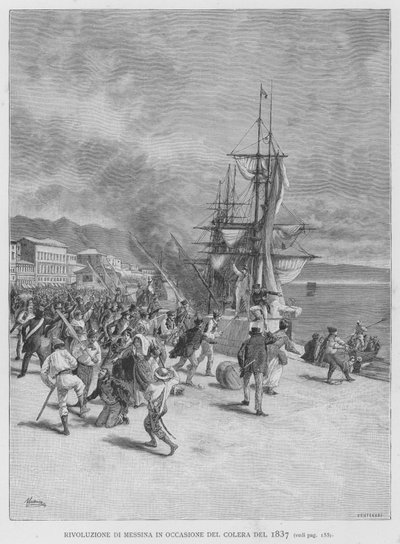 1837年霍乱之际的墨西拿革命（版画 作者 爱德华多·马塔尼亚