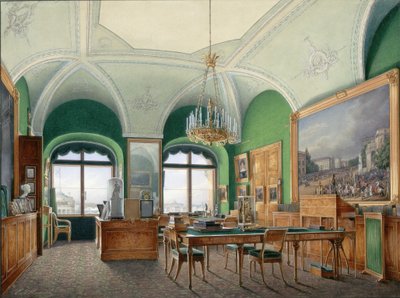 冬宫的内部。尼古拉斯一世皇帝的大型研究，1860年代 作者 爱德华·豪（Eduard Hau）