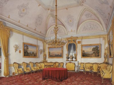 冬宫的内部。第三保留公寓。客厅，1872年 作者 爱德华·豪（Eduard Hau）