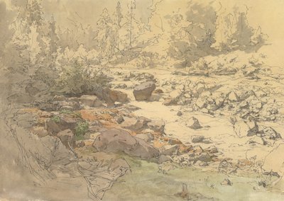 克罗瑙附近河流中的岩石景观，19-20世纪初。 作者 爱德华·佩特纳·冯·利希滕费尔斯