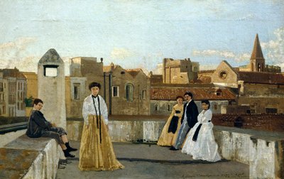 露台，由爱德华多·达尔博诺（Edoardo Dalbono，1841-1915 年）绘制，面板上的油彩，45x30 厘米。 作者 爱德华多·达波诺