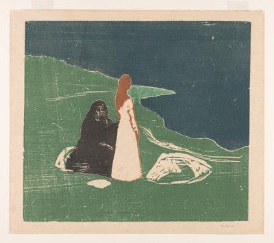 海岸上的两个女人》（原标题） 作者 爱德华·蒙克（艺术家签名）