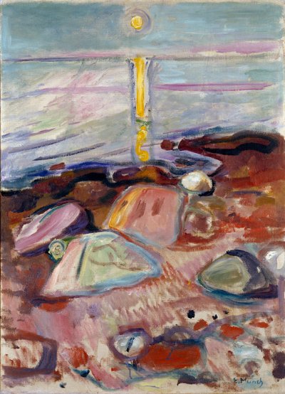 海滩上的月光 爱德华·蒙克 (1863-1944) 的画作，1904-1905 年昏暗。 90x65 厘米奥斯陆，市政艺术收藏 作者 爱德华·蒙克