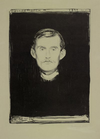 自画像，1895年 作者 爱德华·蒙克