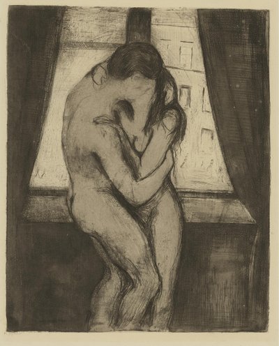 吻（The Kiss），1895年 作者 Edvard Munch