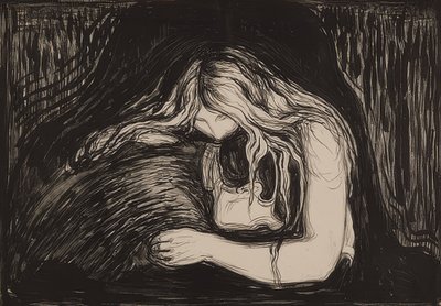 吸血鬼二。 1895-1902年 作者 Edvard Munch