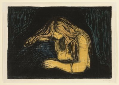 吸血鬼二世c。 1895-1902年（石版画和木刻画） 作者 爱德华·蒙克
