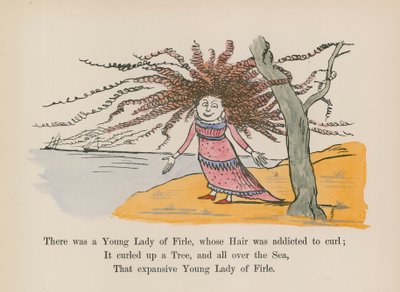 菲尔勒有一位年轻的女士，她的头发喜欢卷曲（彩色版画） 作者 爱德华（后）李尔