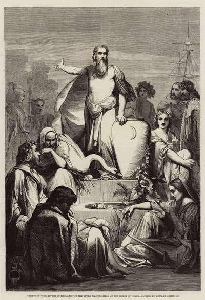英国河流的壁画，在上议院的上等候大厅 作者 Edward A. Armitage