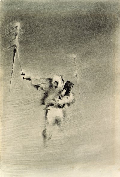 在暴风雪中观察（笔和墨水和纸张上的卫生间） 作者 爱德华·阿德里安·威尔逊