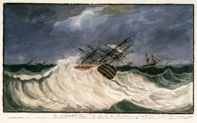 1805 年飓风中的圣乔治号，约 1805 年（水彩画） 作者 爱德华·班菲尔德·伊格尔斯