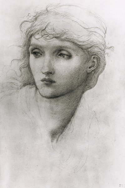 研究一个女孩的头 作者 Edward Burne Jones