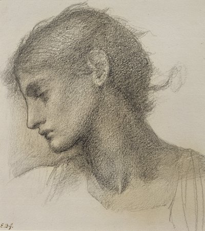 研究一个头，为&39;磨坊&39;，c.1872-80 作者 爱德华·伯恩·琼斯