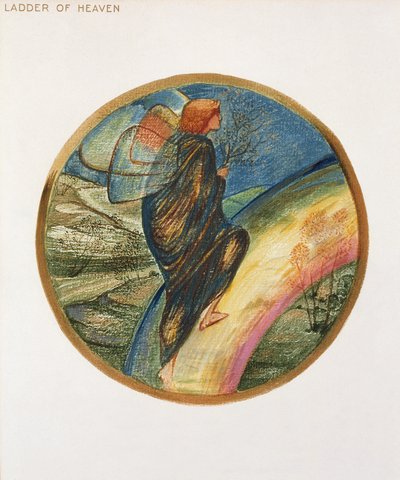 花书：十二。 1905年的天堂阶梯（用纸上的水粉印刷） 作者 爱德华·伯恩·琼斯