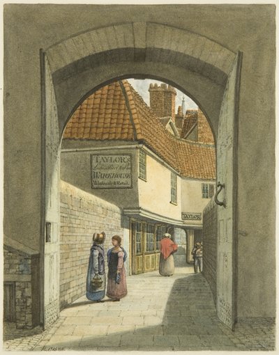 Bridewell Bridge and Gates（纸本铅笔和水彩） 作者 爱德华·卡辛