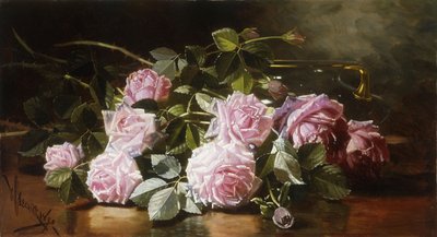 雨洗的玫瑰，1898年 作者 爱德华·查默斯·利维特