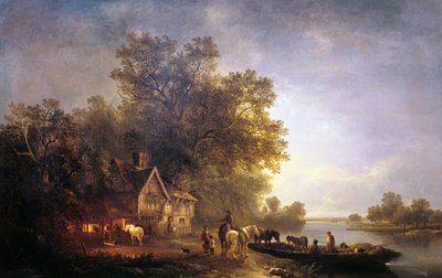 乡村景观与马匹河景，c1860 作者 爱德华·查尔斯·威廉姆斯