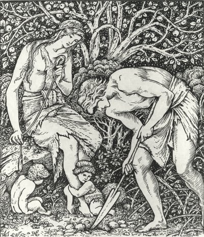 亚当和夏娃（劳动：Whan Adam Delved 和 Eve Span，当时谁是绅士？） 作者 爱德华·科利（之后）伯恩·琼斯（Burne Jones）