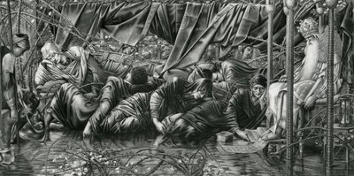 议事厅，选自《荆棘玫瑰》系列 作者 爱德华·科利（之后）伯恩·琼斯（Burne Jones）