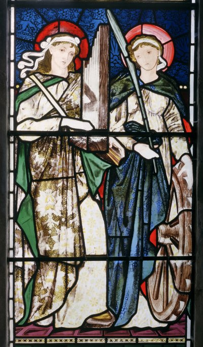 Bloxham，St Mary，Morris，Marshall，Faulkner＆Co，Edward Burne-Jones，St Cecilia＆St Catherine，1869 作者 爱德华·伯恩·琼斯