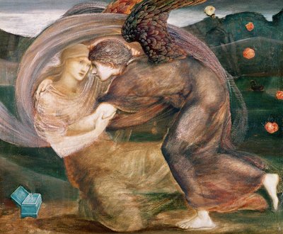 丘比特运送赛琪（纸上水彩和粉笔画 作者 爱德华·伯恩·琼斯