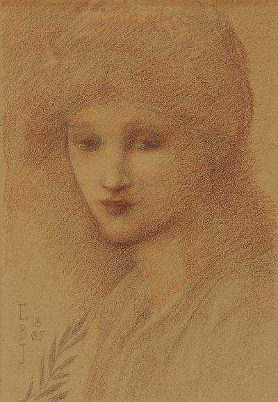 妮·坦南特（La·Lyttelton）的肖像，妮·坦南（Nen Tennant），她的眼睛垂头丧气，1885年 作者 Edward Burne Jones