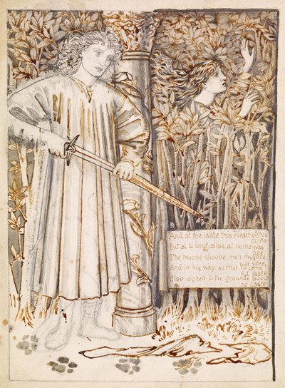 金字塔（Pyramus）和Thisbe-金字塔（Pyramus）用剑杀死自己，1866年 作者 爱德华·伯恩·琼斯