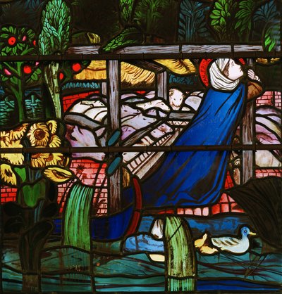St Frideswide，细节，1859年（彩色玻璃） 作者 爱德华·伯恩·琼斯