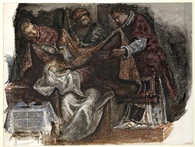 1862年，Tintoretto在Scuola Grande di San Rocco的割礼中的研究（编织纸上的水彩画） 作者 爱德华·伯恩·琼斯